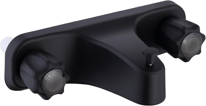 gcbcrit Mobile Home RV Tub Shower Center-Set Faucet, 8 inch, 2-Handle Wall Mount Shower Valve, RV and Motor Home Bath Tub & Shower Faucet with Clear Acrylic Knobs (Matte Black) - Image 1